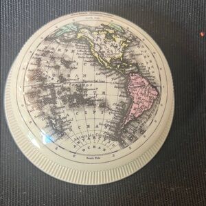 Vintage Style Globe porcelain Paperweight, Western Hemisphere -Staffordshire
